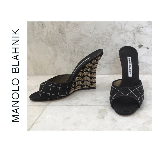 Manolo Blahnik Shoes - MANOLO BLAHNIK {36.5} Wedge Sandal Weave Vince